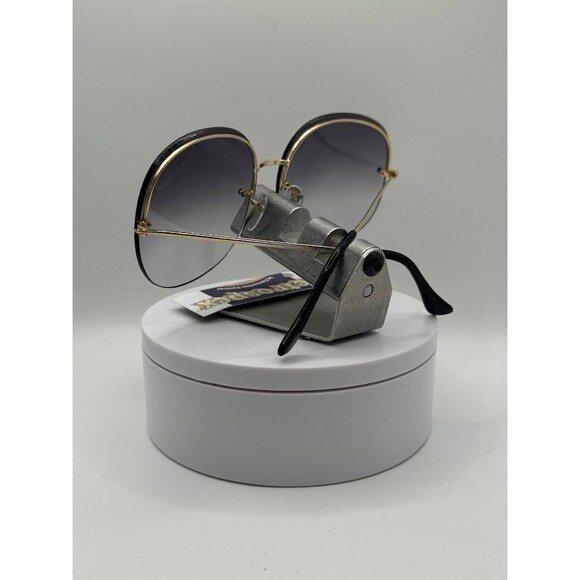 New 1970s Vintage Oversize Sunglasses Large Gold Rimless Brown Fade Lens | #632 main image 3